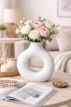 Wazon biały dekoracyjny nowoczesny loft boho elegancki na kwiaty