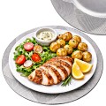 Podtalerz dekoracyjny srebrny plastik glamour premium fi.33 cm