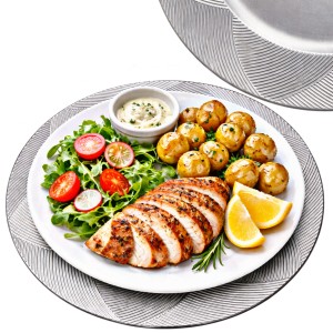 Podtalerz dekoracyjny srebrny plastik glamour premium fi.33 cm