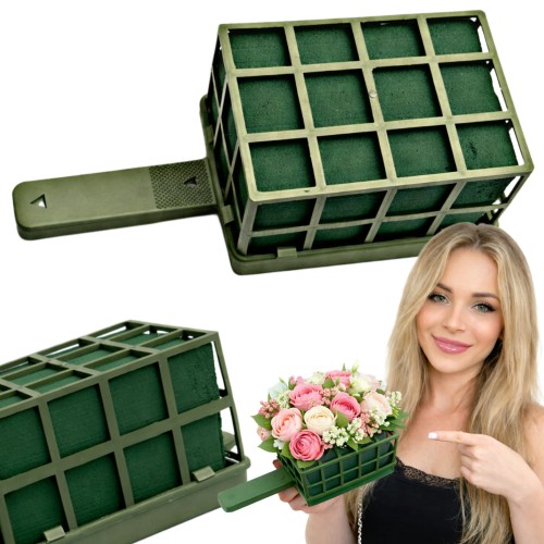 Gąbka florystyczna mokra w koszyczku do stroików floret duża ZIELONA