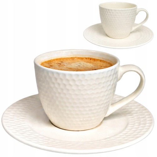 Filiżanka ze spodkiem ceramiczna do kawy herbaty elegancka 200 ml MRY3958