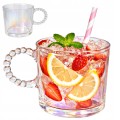 Szklanka kubek szklany 260ml z uchem retro do kawy herbaty lemoniady