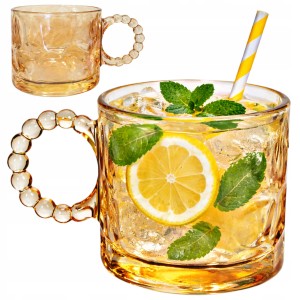 Szklanka kubek szklany 260ml z uchem retro do kawy herbaty lemoniady