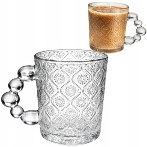 Szklanka kubek szklany z uchwytem kuleczki do kawy herbaty 300 ml