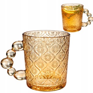 Szklanka kubek szklany z uchwytem kuleczki do kawy herbaty 300 ml
