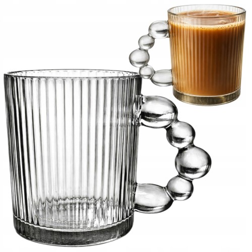 Szklanka kubek szklany z uchwytem kuleczki do kawy herbaty 300 ml