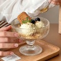 Pucharek szklany do lodów deserów puchar na nóżce miseczka RYFLOWANA