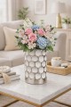 Wazon ceramiczny dekoracyjny glamour srebrny metalowy nowoczesny
