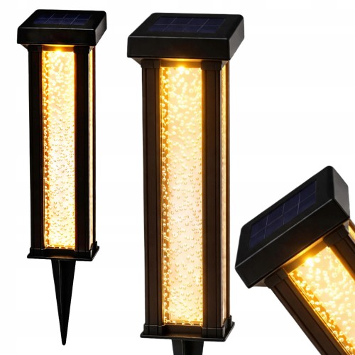 Lampa solarna ogrodowa LED wbijana ciepłe światło wodoodporna premium
