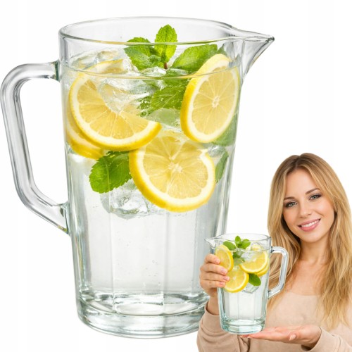 Dzbanek szklany na wodę lemoniadę sok z uchwytem 1l