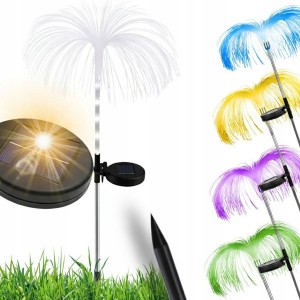Lampa solarna ogrodowa Meduza RGB wbijana 80 cm światłowodowa Z CZUJNIKIEM