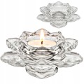 Świecznik szklany rozeta kwiat lotosu na tealight dekoracyjny kryształowy