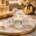 Świecznik szklany rozeta kwiat lotosu na tealight dekoracyjny kryształowy
