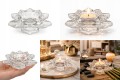 Świecznik szklany rozeta kwiat lotosu na tealight dekoracyjny kryształowy