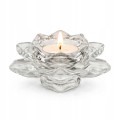 Świecznik szklany rozeta kwiat lotosu na tealight dekoracyjny kryształowy