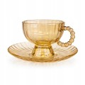 Filiżanka do kawy ze spodkiem złota elegancka retro 7,5 cm