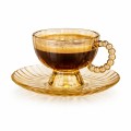Filiżanka do kawy ze spodkiem złota elegancka retro 7,5 cm