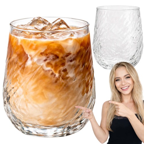Szklanka do kawy i napojów 380 ml szklana fakturowana drink latte