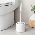Szczotka do WC z pojemnikiem stojak zestaw łazienkowy biała plastikowa
