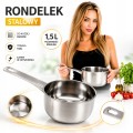 Rondelek stalowy na mleko garnek nierdzewny z rączką indukcja gaz 1,5l