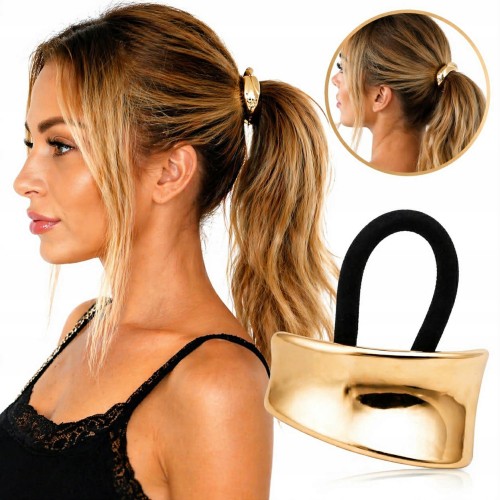 Gumka do włosów złota ozdobna scrunchie elegancka wzór mix