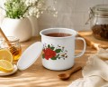 Garnuszek emaliowany kubek z pokrywką garnek na mleko herbatę 0,5l retro