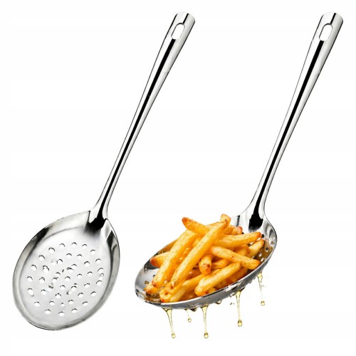 Łyżka cedzakowa stalowa duża łyżka do frytek makaronu nierdzewna 33,5cm