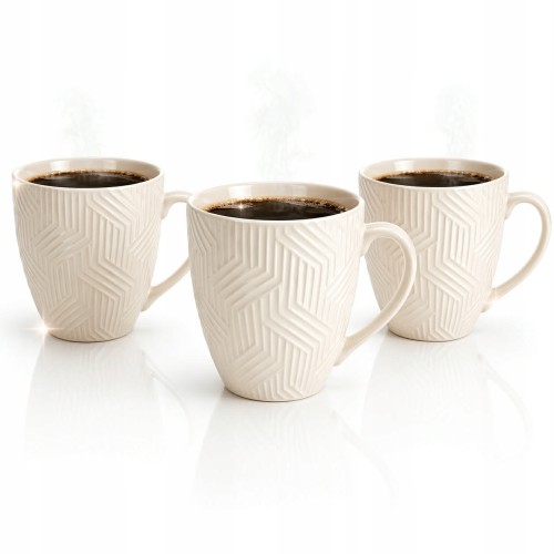Zestaw kubków ceramicznych 250 ml białe eleganckie do kawy herbaty x3