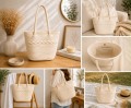 Torebka damska plażowa shopper słomkowa boho pojemna na ramię FC026