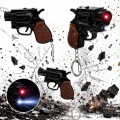 Brelok pistolet z latarką i laserem mini rewolwer LED zabawka
