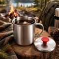 Kubek stalowy 850ml turystyczny campingowy do kawy herbaty z pokrywką