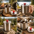 Kubek stalowy 850ml turystyczny campingowy do kawy herbaty z pokrywką