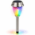 Lampa solarna ogrodowa LED RGB ciepły biały 32 cm wbijana IP44