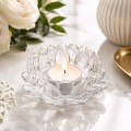 Szklany świecznik lotos na tealight podgrzewacz dekoracyjny