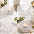 Szklany świecznik lotos na tealight podgrzewacz dekoracyjny