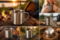 Kubek stalowy 250ml turystyczny campingowy do kawy herbaty
