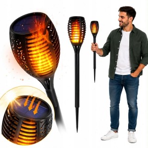 Lampa solarna ogrodowa LED pochodnia płomień lampka zewnętrzna