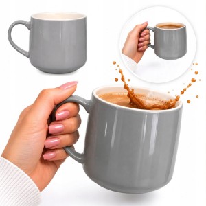 Kubek Ceramiczny Do Kawy Herbaty Duży Nowoczesny 350ml Szary