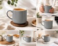 Kubek Ceramiczny Do Kawy Herbaty Duży Nowoczesny 350ml Szary