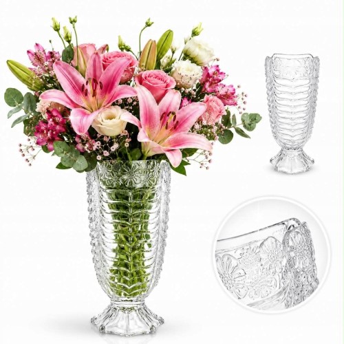 Wazon Szklany Dekoracyjny Na Kwiaty Przezroczysty Glamour 23cm