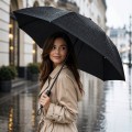 Parasol Składany Czarny Przeciwdeszczowy Mocny Wiatroodporny