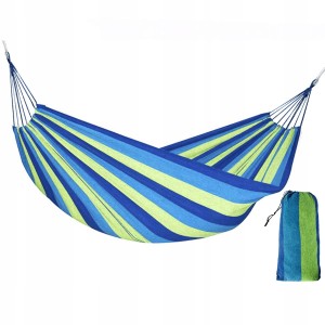 Hamak ogrodowy materiałowy- niebiesko zielony