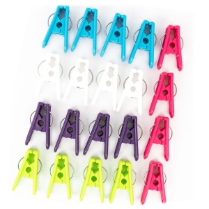 Komplet 20 plastikowych dużych spinaczy