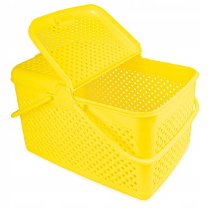 Kosz piknikowy/na zakupy z rączkami- żółty